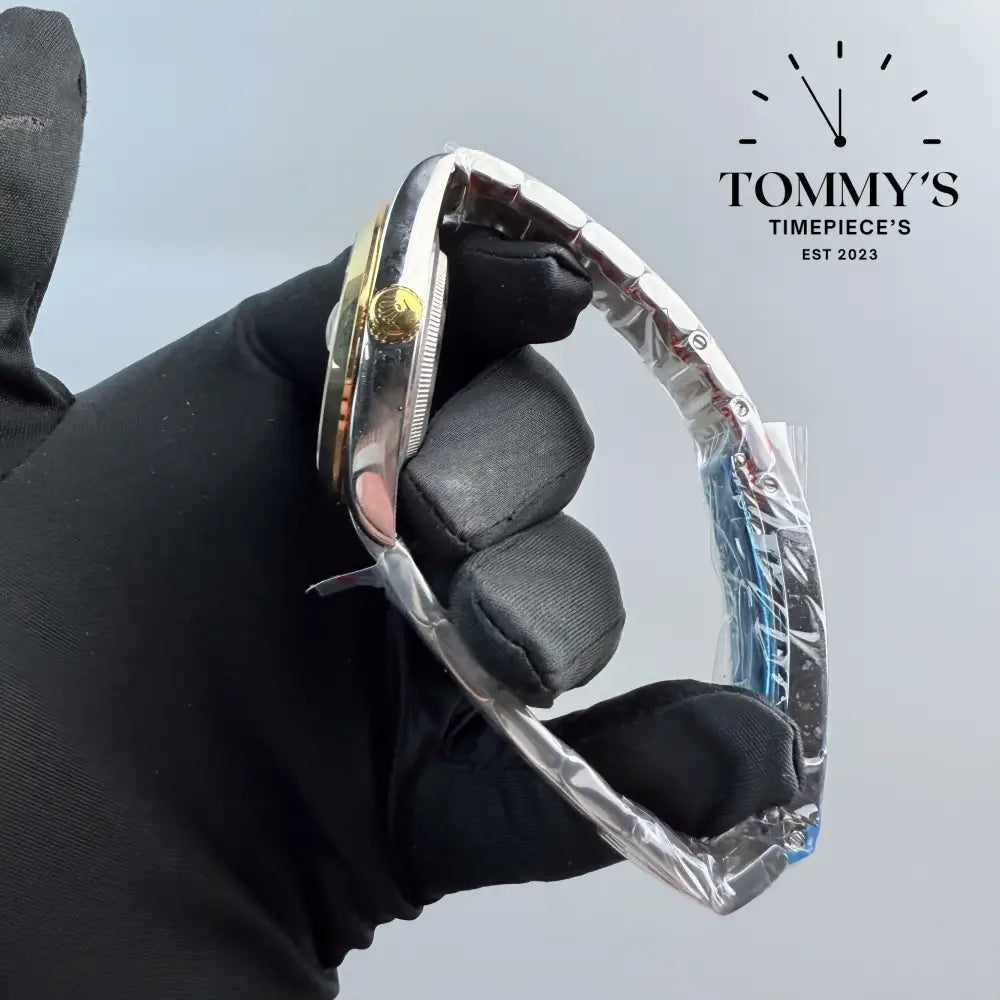 AAA + Datejust White Dial (Bimetal Gold) On Oyster With Smooth Bezel