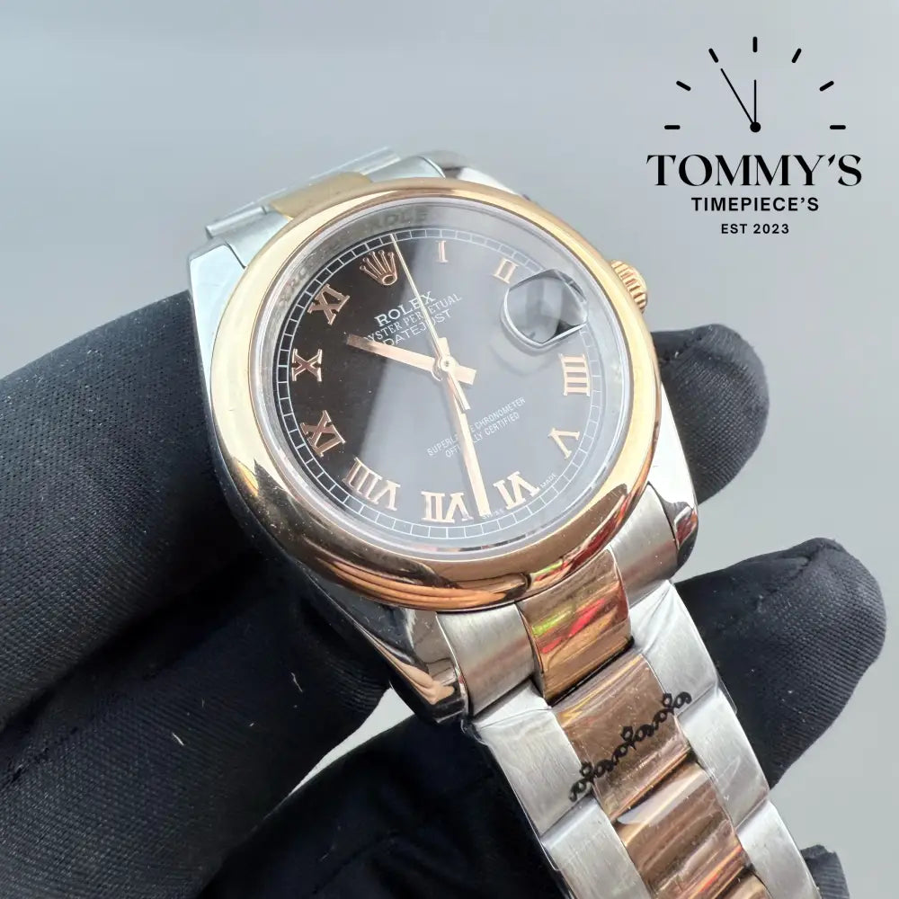 AAA + Datejust Black Dial (Bimetal) On Oyster With Smooth Bezel