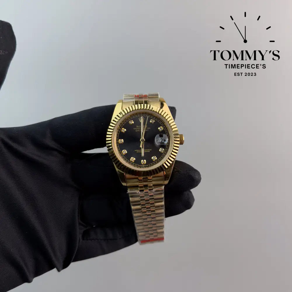 AAA + Datejust 41mm Black Dial (Full Gold) Jubilee With Fluted Bezel