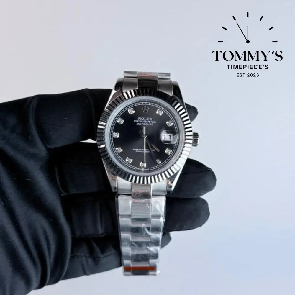 AAA+ Datejust (m126334) 41mm Black Diamond Dial-Oyster Bracelet (Fluted Bezel)