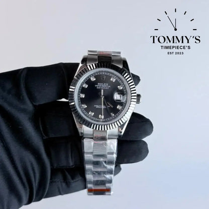 AAA+ Datejust (m126334) 41mm Black Diamond Dial-Oyster Bracelet (Fluted Bezel)