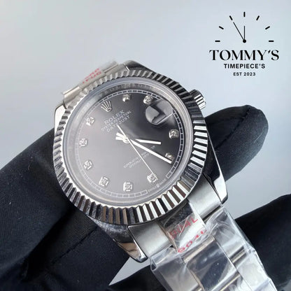 AAA+ Datejust (m126334) 41mm Black Diamond Dial-Oyster Bracelet (Fluted Bezel)