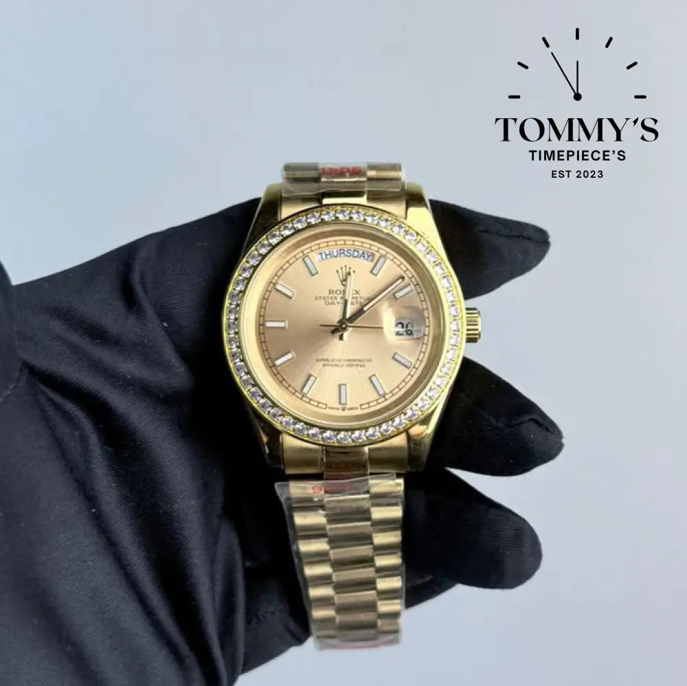 AAA+ Day Date (18038) 40mm Yellow Gold Dial-Presidential Bracelet (Diamond Bezel)