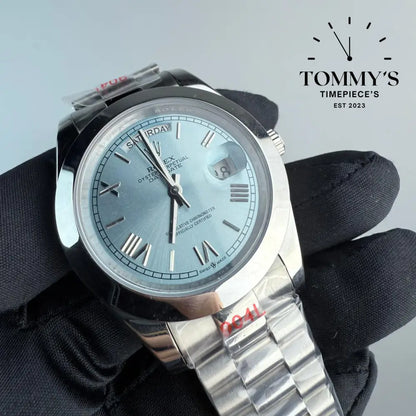 AAA+ Day Date (228206) 40mm Ice Blue Dial-Presidential Bracelet (Smooth Bezel)