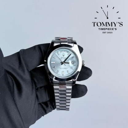 AAA+ Day Date (228206) 40mm Ice Blue Dial-Presidential Bracelet (Smooth Bezel)