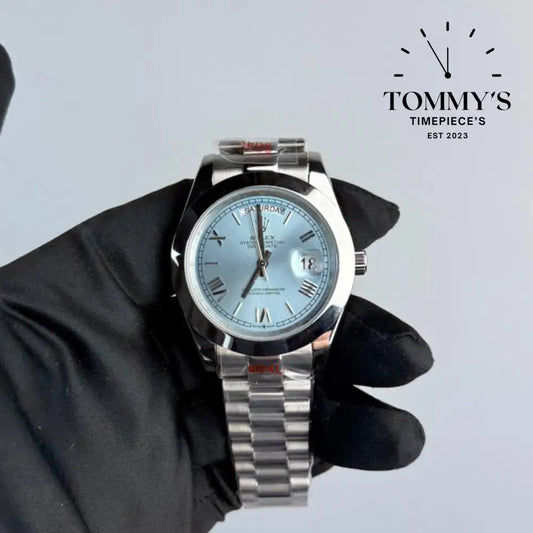 AAA+ Day Date (228206) 40mm Ice Blue Dial-Presidential Bracelet (Smooth Bezel)