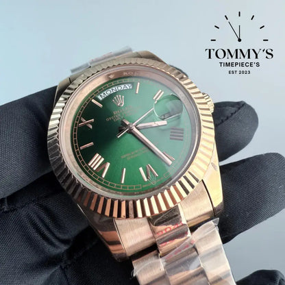 AAA+ Day Date (228235-0025) 40mm Green Dial-Presidential Bracelet (Fluted Bezel)