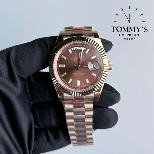 AAA+ Day Date (228235) 40mm Chocolate Dial-Presidential Bracelet (Fluted Bezel)