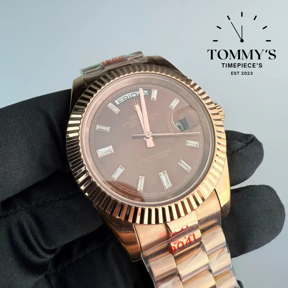 AAA+ Day Date (228235) 40mm Chocolate Dial-Presidential Bracelet (Fluted Bezel)