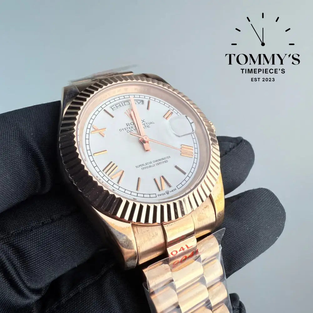 AAA+ Day Date (228235) 40mm White Dial-Presidential Bracelet (Fluted Bezel)