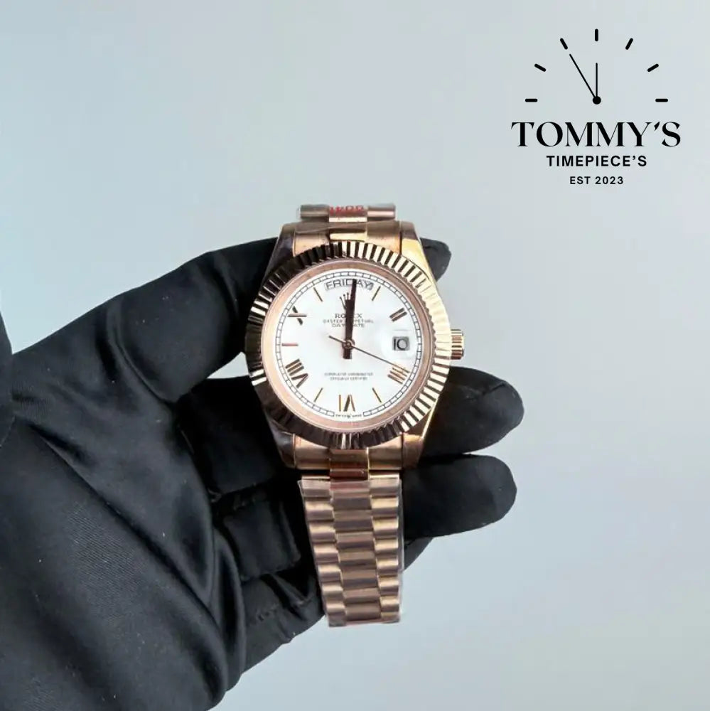 AAA+ Day Date (228235) 40mm White Dial-Presidential Bracelet (Fluted Bezel)