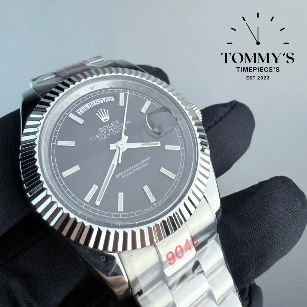 AAA+ Day Date (228236) 40mm Black Dial-Presidential Bracelet (Fluted Bezel)