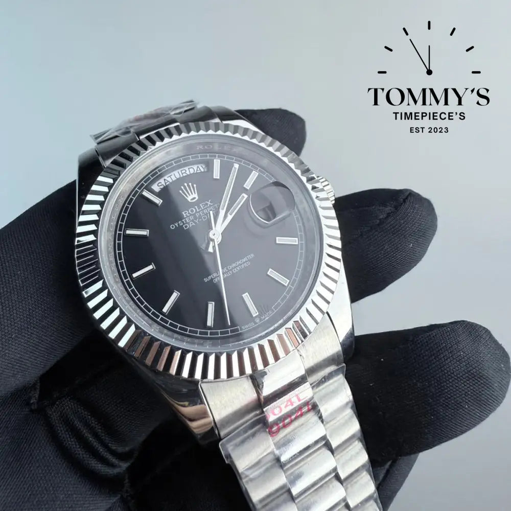 AAA+ Day Date (228236) 40mm Black Dial-Presidential Bracelet (Fluted Bezel)