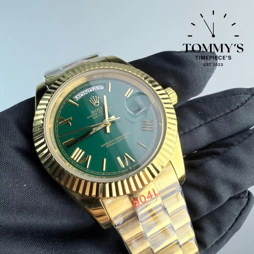 AAA+ Day Date (228238) 40mm Green Dial-Presidential Bracelet (Fluted Bezel)