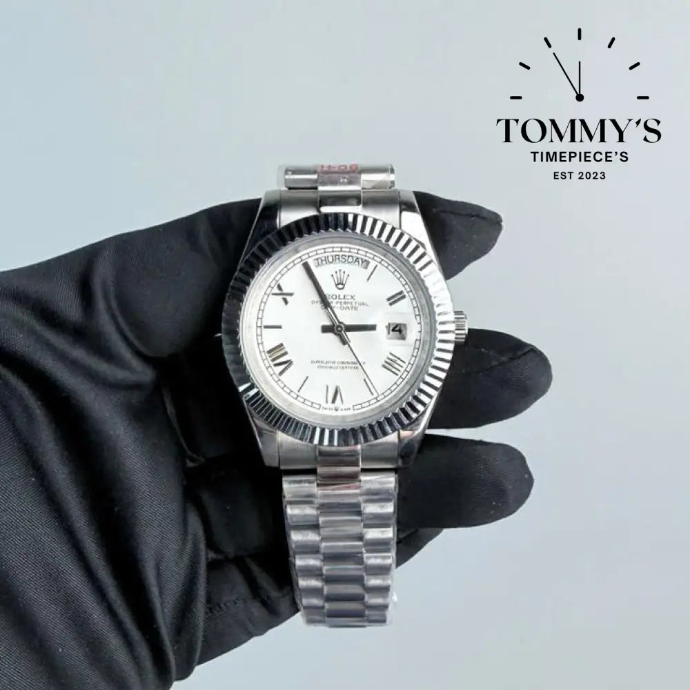 AAA+ Day Date (228239-0046) 40mm White Dial-Presidential Bracelet (Fluted Bezel)