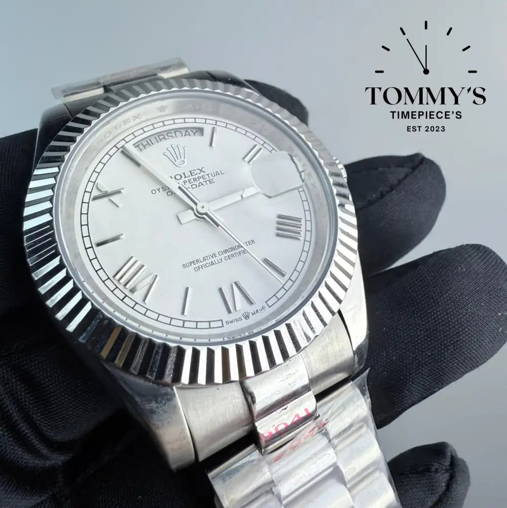 AAA+ Day Date (228239-0046) 40mm White Dial-Presidential Bracelet (Fluted Bezel)
