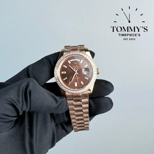 AAA+ Day Date (228345RBR) 40mm Chocolate Dial-Presidential Bracelet (Diamond Bezel)