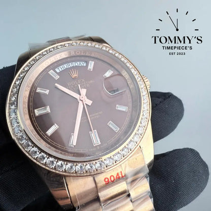 AAA+ Day Date (228345RBR) 40mm Chocolate Dial-Presidential Bracelet (Diamond Bezel)