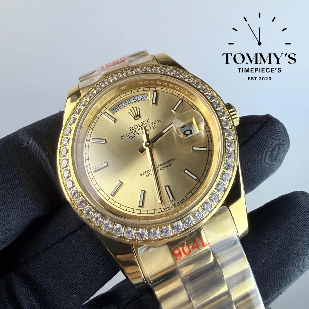 AAA+ Day Date (228348RBR) 40mm Champagne Diamond Dial-Presidential Bracelet (Diamond Bezel)