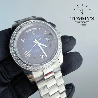 AAA+ Day Date (228349RBR) 40mm Blue Dial-Presidential Bracelet (Diamond Bezel)