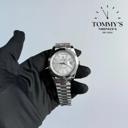 AAA+ Day Date (M128239-0005) 40mm White Dial-Presidential Bracelet (Fluted Bezel)
