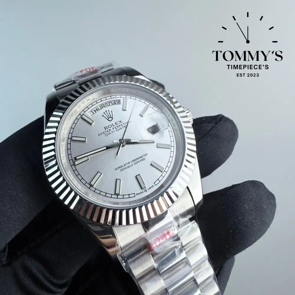 AAA+ Day Date (M128239-0005) 40mm White Dial-Presidential Bracelet (Fluted Bezel)