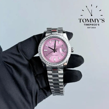 AAA+ Day Date (M128399TBR-0029) 40mm Pink Dial-Presidential Bracelet (Diamond Bezel)