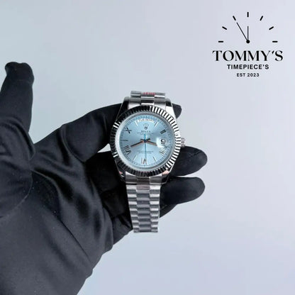 AAA+ Day Date (M228236-0012) 40mm Ice Blue Dial-Presidential Bracelet (Fluted Bezel)