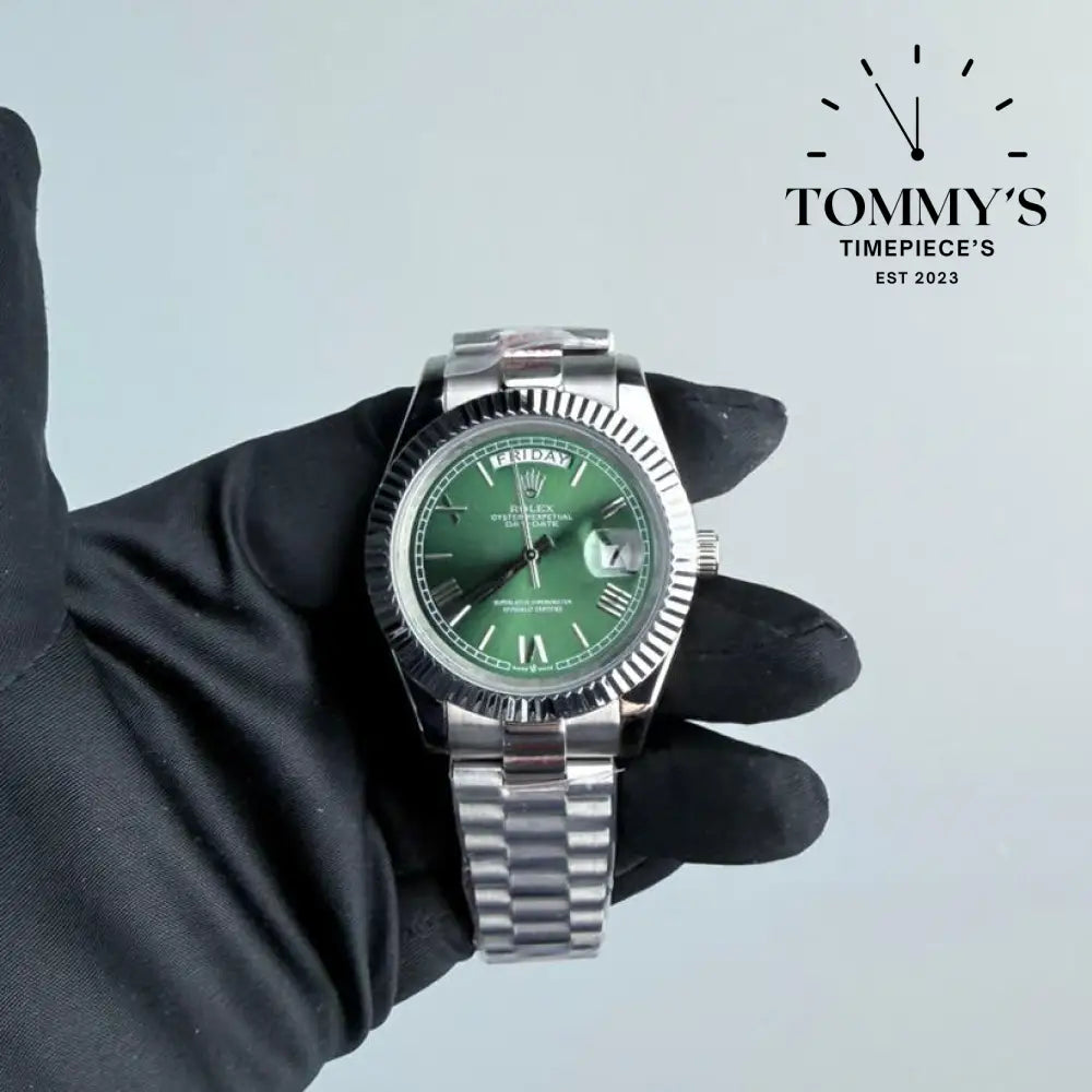 AAA+ Day Date (M228239-0033) 40mm Green Dial-Presidential Bracelet (Fluted Bezel)