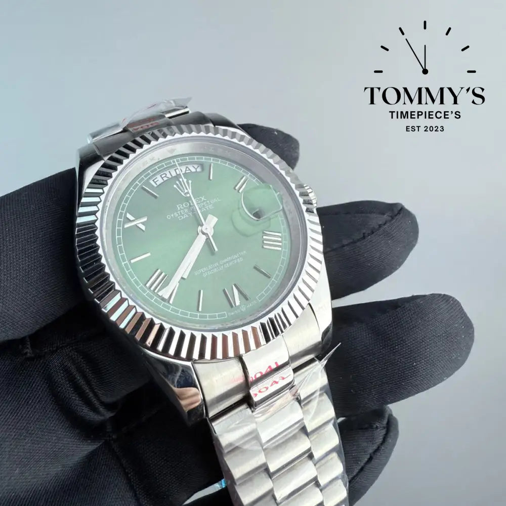AAA+ Day Date (M228239-0033) 40mm Green Dial-Presidential Bracelet (Fluted Bezel)