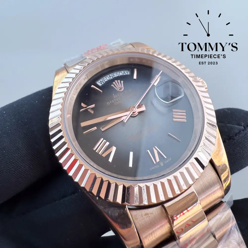 AAA + Rose Gold Day Date With A Fluted Bezel