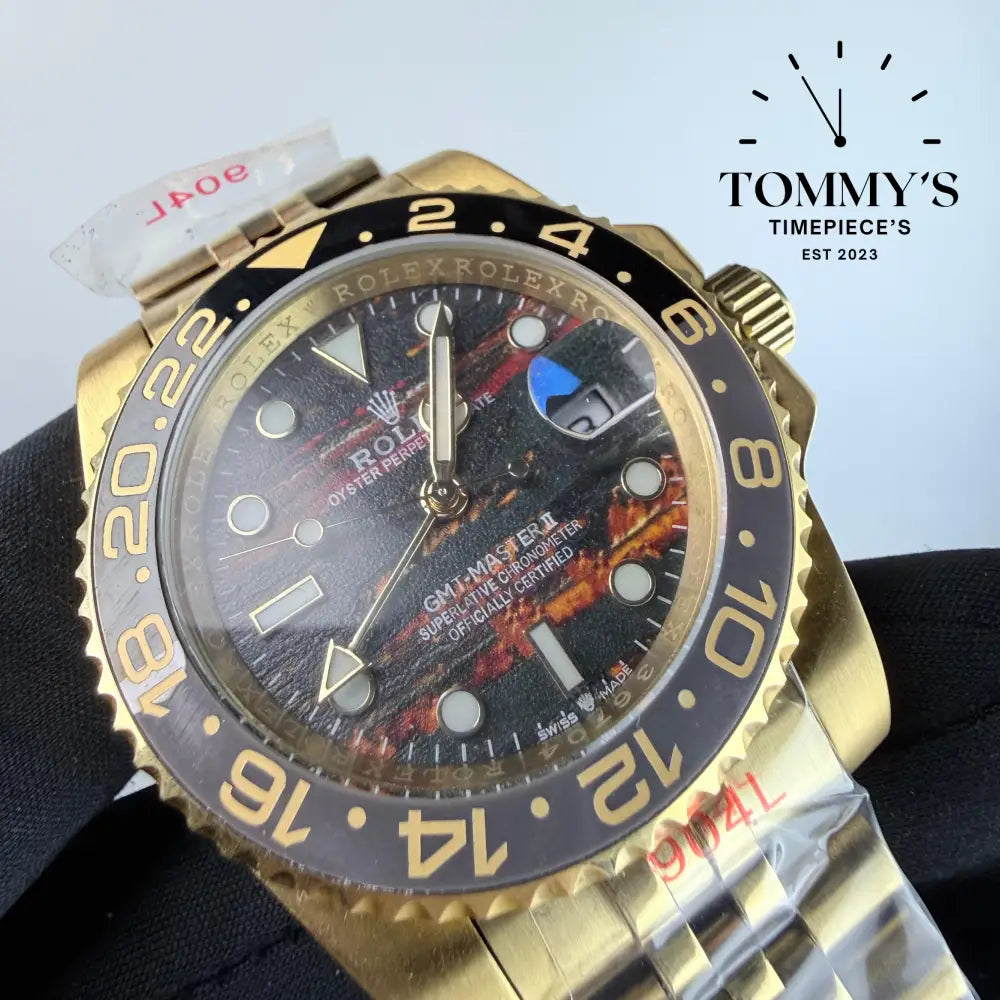 AAA+ GMT Master 2 (126718GRNR) 40mm Tiger Iron Dial-Jubilee Bracelet (Brown Black Bezel)
