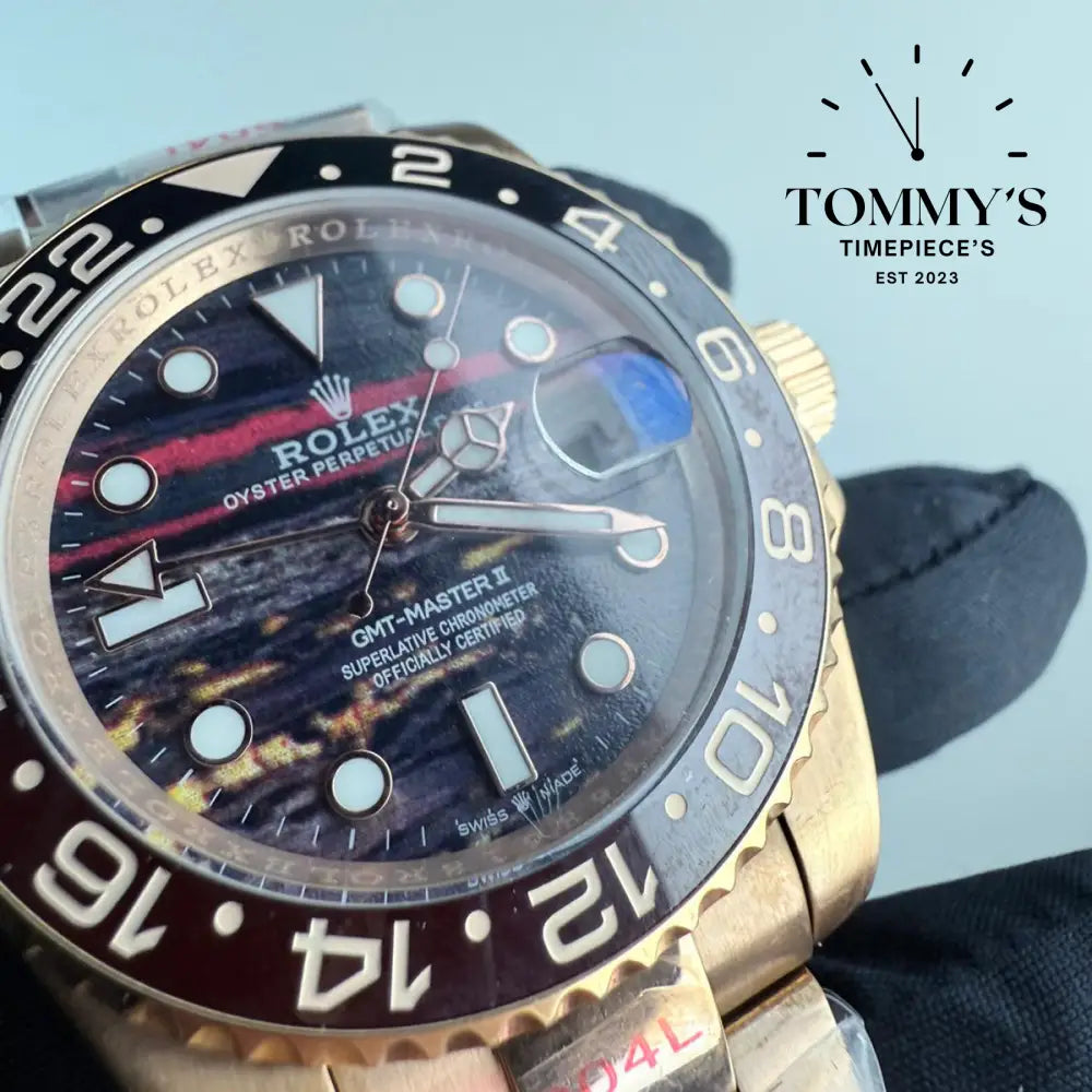 AAA+ GMT Master 2 (126729VTNR) 40mm Tiger Iron Dial-Oyster Bracelet (Brown Black Bezel)