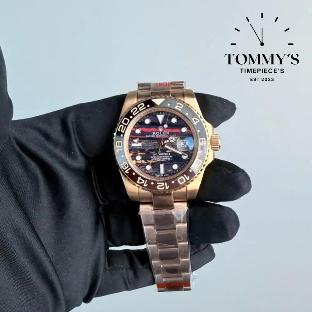AAA+ GMT Master 2 (126729VTNR) 40mm Tiger Iron Dial-Oyster Bracelet (Brown Black Bezel)