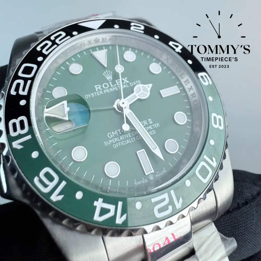 AAA+ GMT Master 2 Sprite (left handed) (126729VTNR) 40mm Green Dial-Oyster Bracelet (Black Green Bezel)