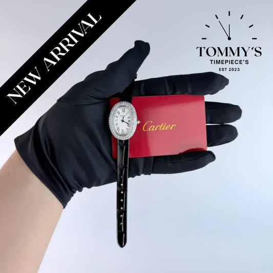 AAA+ Ladies Baignoire,23.9mm White Dial-Leather Strap (Brilliant-Cut Diamonds Bezel)