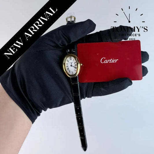 AAA+ Ladies Baignoire (Mini Model) 24.6mm White Dial-Leather Strap (Gold Bezel)