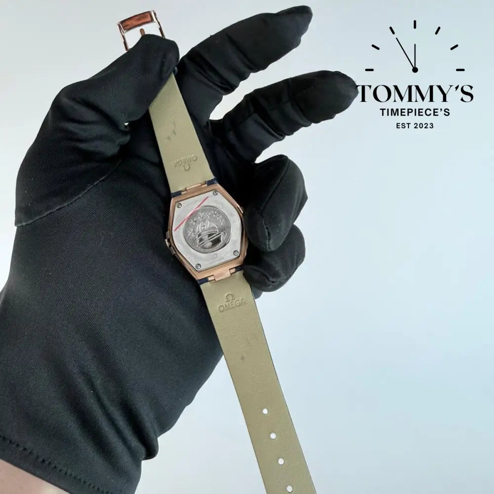 AAA+ Ladies Constellation Co-Axial Master Chronometer 29mm Blue Aventurine Stone Dial-Leather Strap (Diamond Gold Bezel)