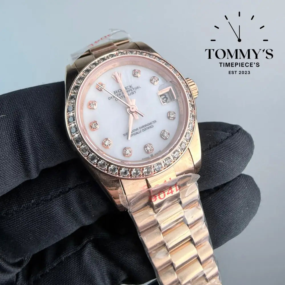 AAA+ Ladies Datejust (279135RBR) 28mm white Dial-Presidential Bracelet (Diamond Bezel)