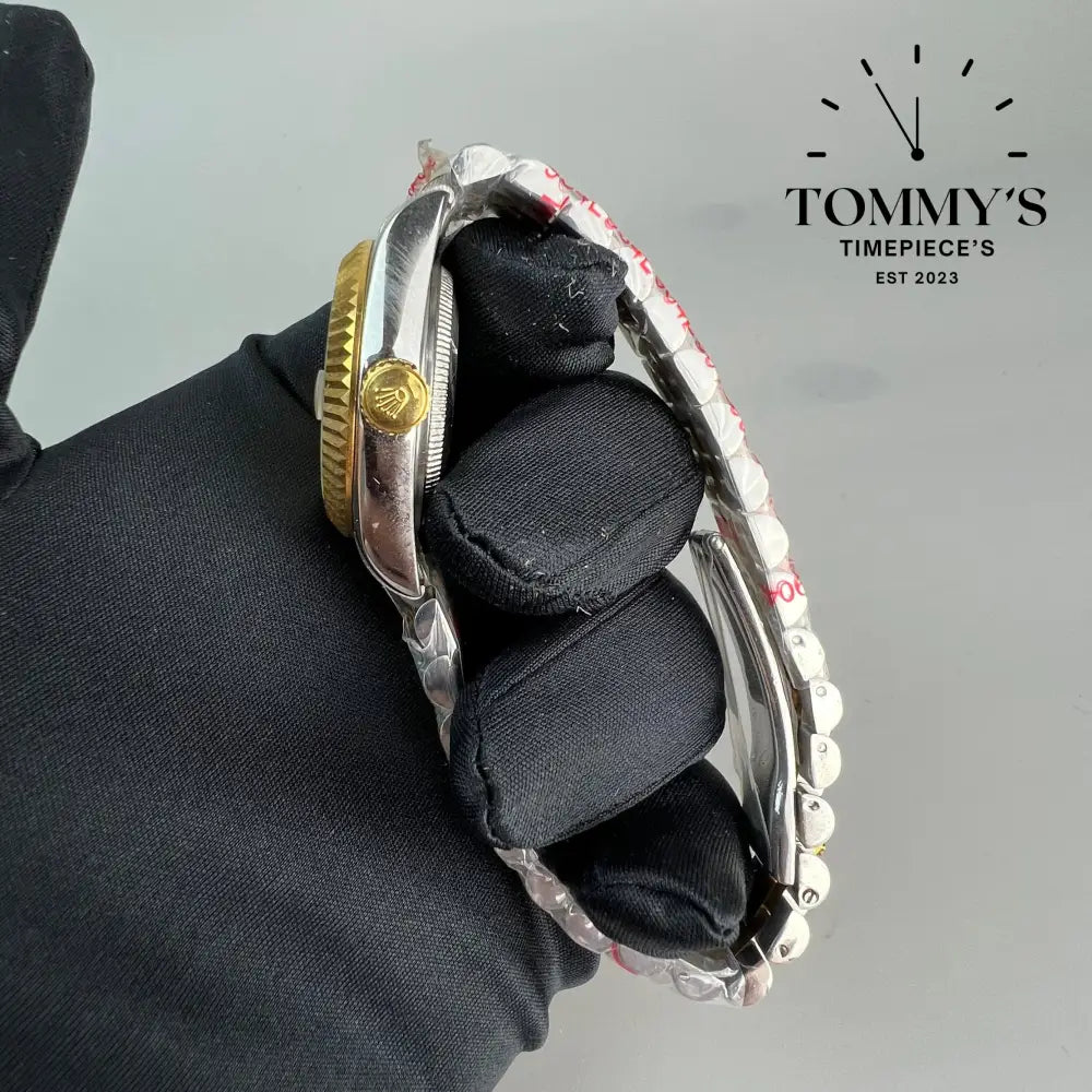 AAA + Ladies Datejust 28mm Gold Dial (Bimetal Gold) On Jubilee With Fluted Bezel