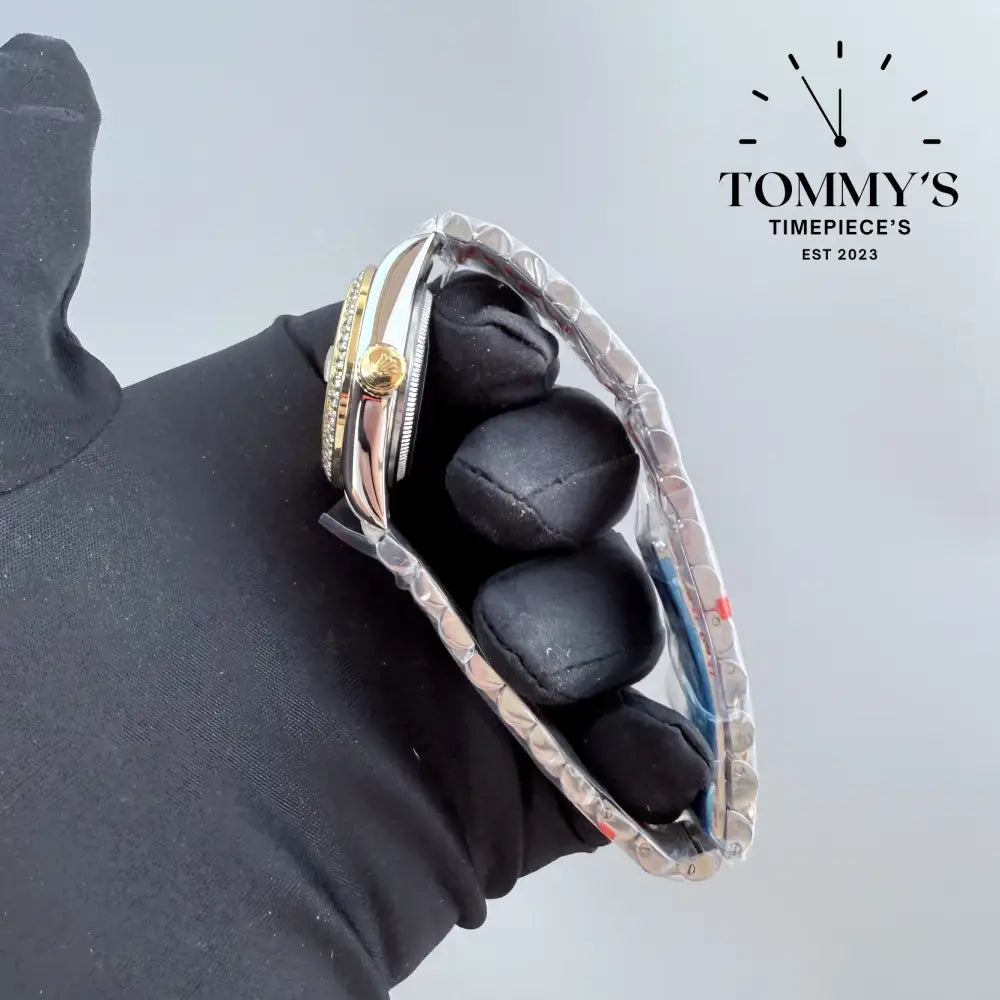 AAA + Ladies Datejust 28mm Gold Dial (Bimetal Gold) Jubilee With Diamond Bezel