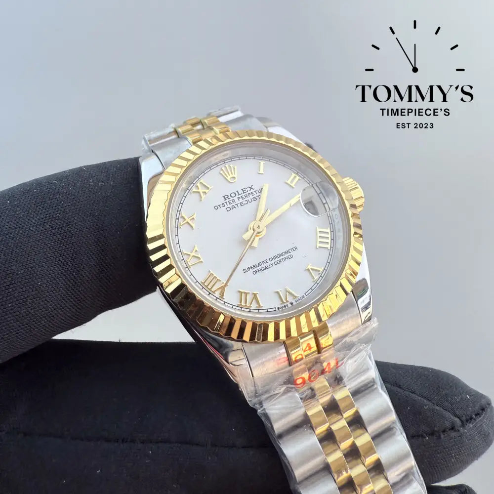 AAA + Ladies Datejust 28mm White Dial (Bimetal Gold) Jubilee With Fluted Bezel