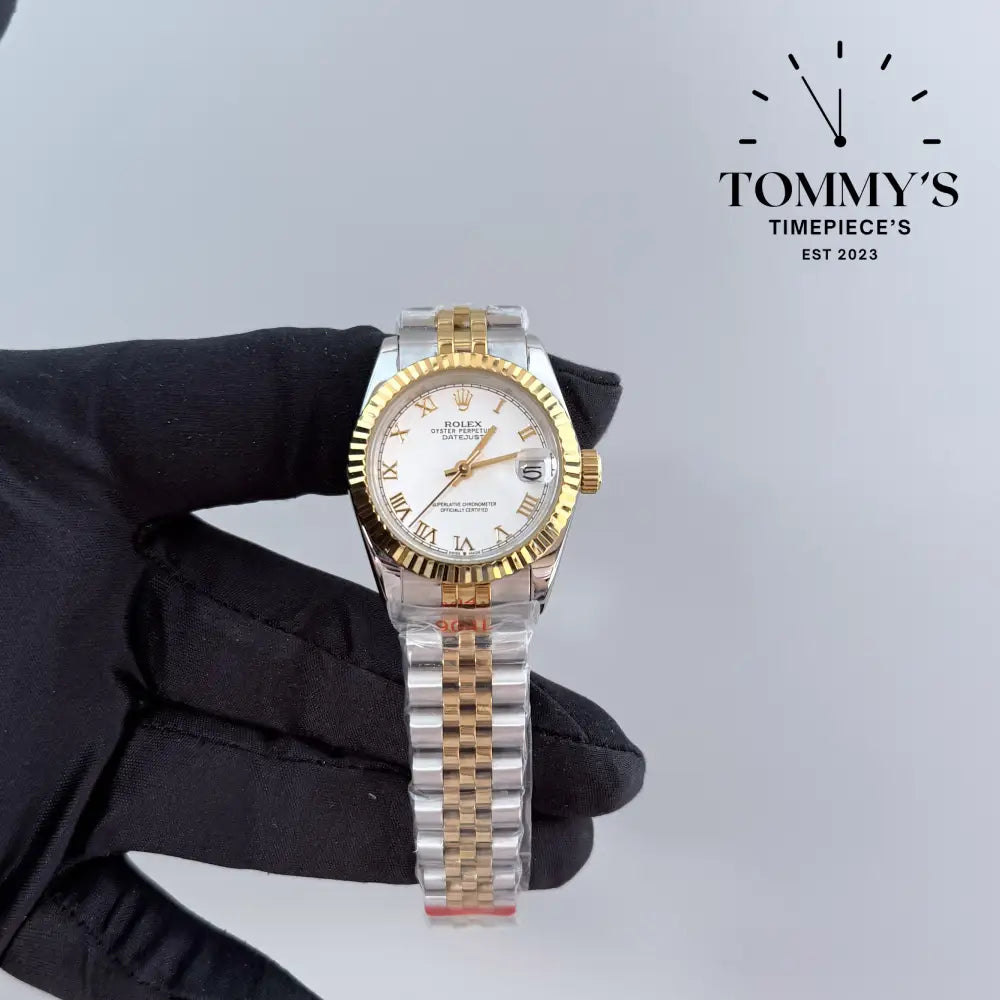 AAA + Ladies Datejust 28mm White Dial (Bimetal Gold) Jubilee With Fluted Bezel