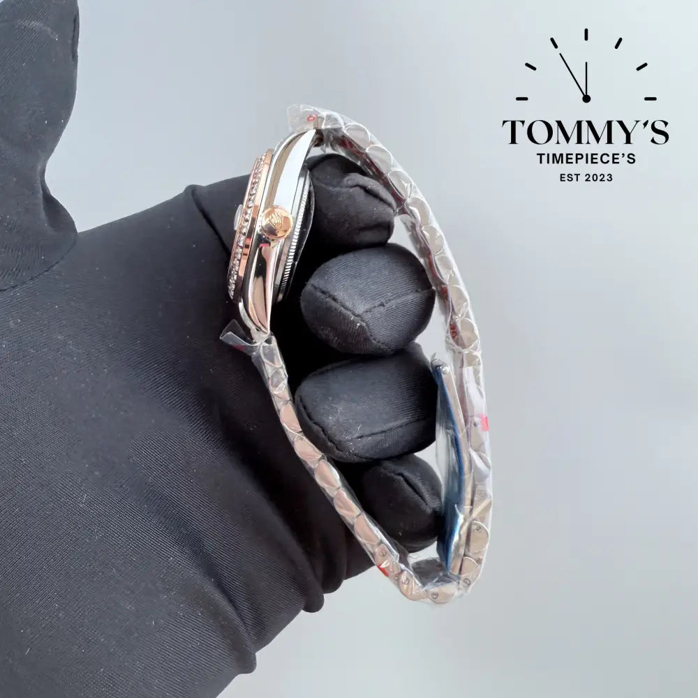 AAA + Ladies Datejust 28mm Rose Gold Dial (Bimetal Rose Gold) Jubilee With Diamond Bezel