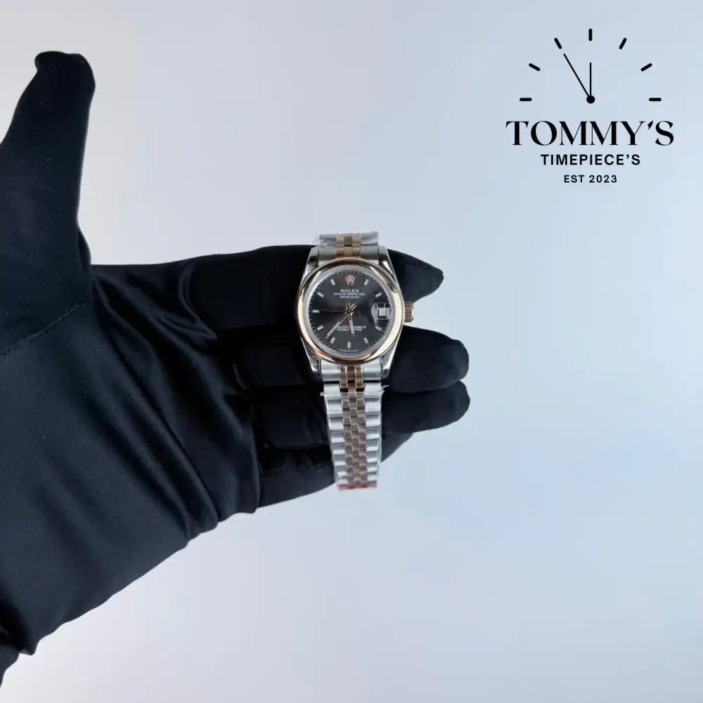 AAA+ Ladies Datejust Everose Rolesor (278241) 31mm Slate Grey Dial-Jubilee Bracelet (Domed Everose Gold Bezel)