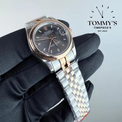 AAA+ Ladies Datejust Everose Rolesor (278241) 31mm Slate Grey Dial-Jubilee Bracelet (Domed Everose Gold Bezel)