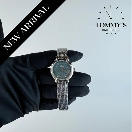 AAA+ Ladies Omega De Ville Prestige 30mm Dark Grey Dial-Stainless Steele Bracelet (Silver Bezel)