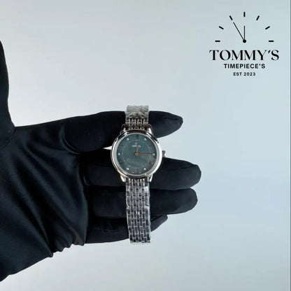 AAA+ Ladies Omega De Ville Prestige 30mm Dark Grey Dial-Stainless Steele Bracelet (Silver Bezel)
