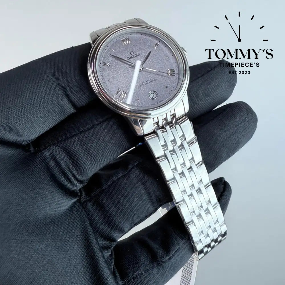 AAA+ Ladies Omega De Ville Prestige Co-Axial Master Chronometer 34mm Silver-Grey Dial-Stainless Steel Bracelet (Silver