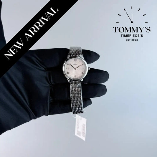 AAA+ Ladies Omega De Ville Prestige Quartz 30mm Rose Silvery Dial- Stainless Steel Bracelet (Silver Bezel)